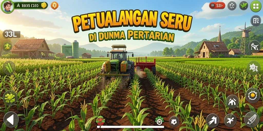 Screenshot gameplay 33L yang menunjukkan aktivitas bertani.