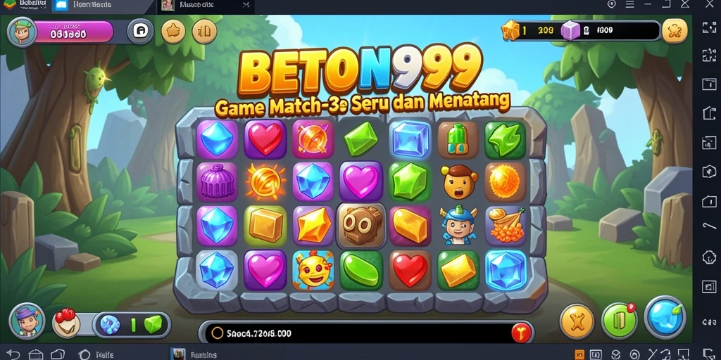 Tampilan gameplay menarik dari BETON999 saat menyelesaikan level Match-3.