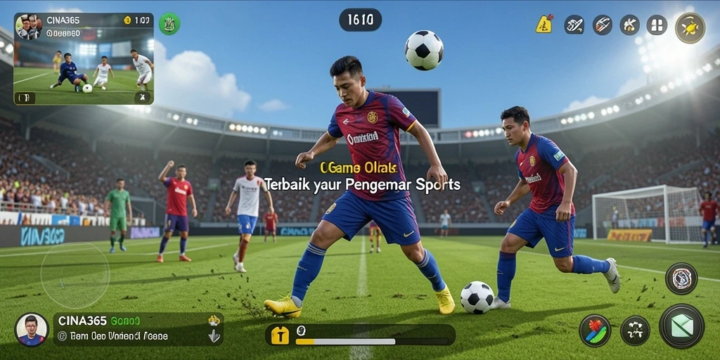 Screenshot utama CINA365 menampilkan aksi gameplay olahraga yang seru.