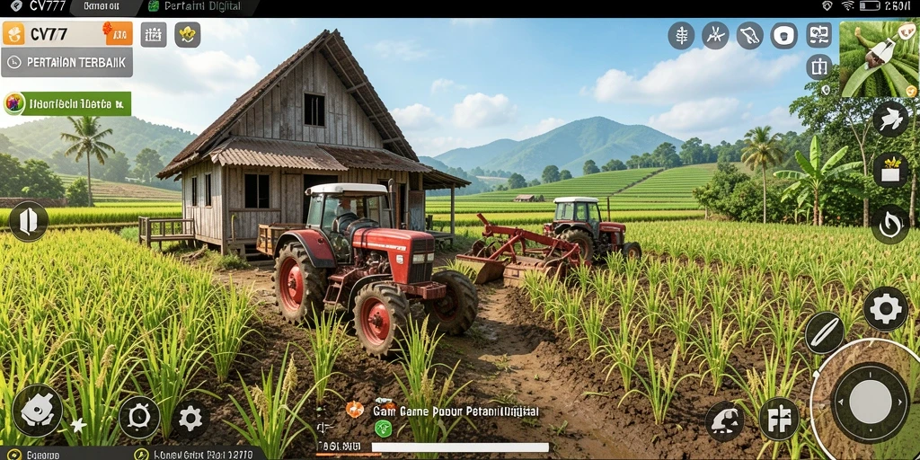 Tampilan gameplay seru dalam CV777 yang menampilkan aktivitas bertani.