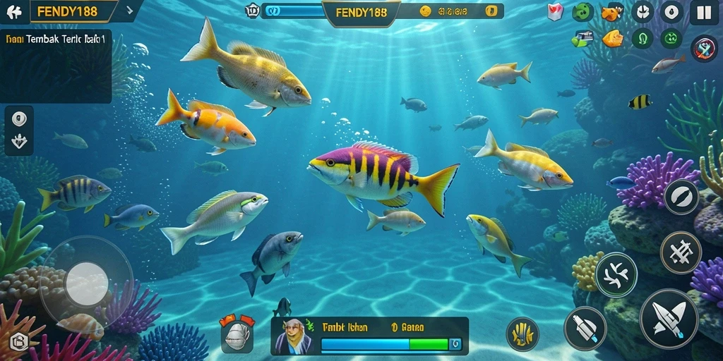 Tampilan gameplay FENDY188 saat pemain menembak ikan.