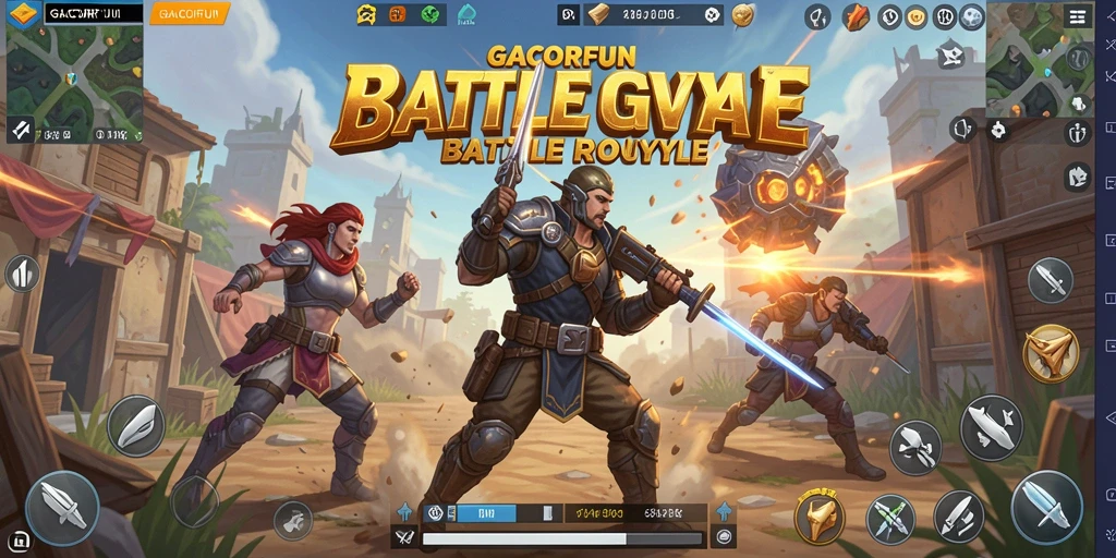 Screenshot GACORFUN menampilkan pertempuran epik dalam mode Battle Royale.