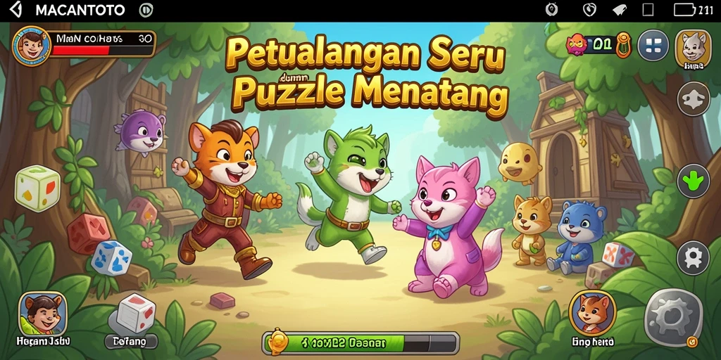 Screenshot gameplay MACANTOTO menampilkan berbagai tantangan puzzle yang menarik.