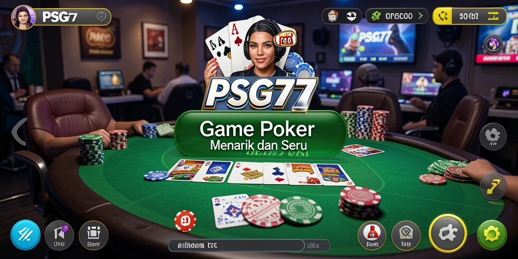 Gameplay seru dari PSG77 Poker di layar utama.