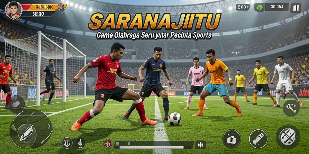 Tampilan gameplay SARANAJITU dengan aksi olahraga yang seru.