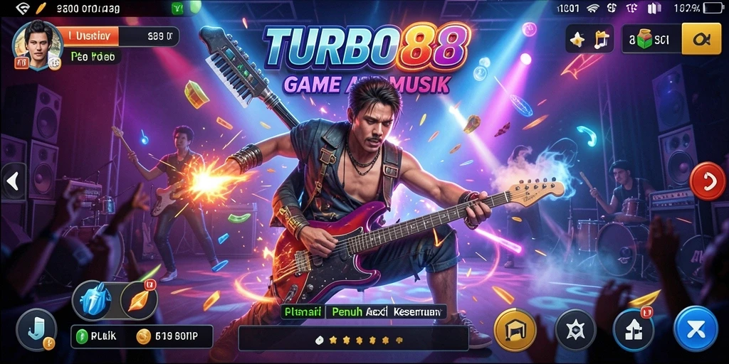 Tampilan gameplay TURBO88 yang menampilkan keseruan bermain musik.