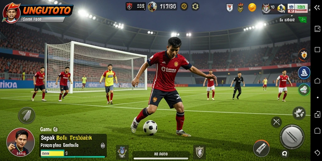 Tampilan gameplay seru dari UNGUTOTO dengan aksi sepak bola nyata.